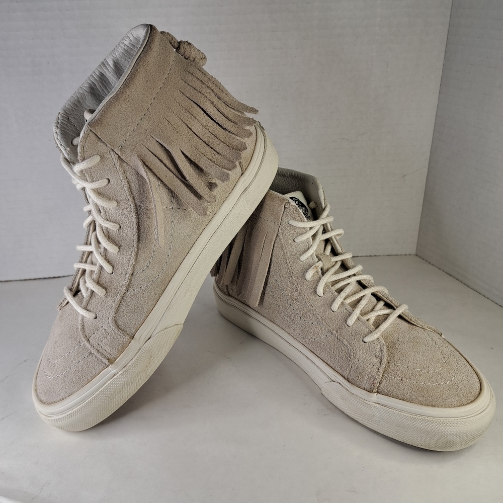 VANS Cream Colored Hi-Top w/Fringe Women's Size 5